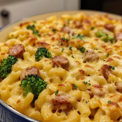 Smoked Sausage Broccoli Mac and Cheese Heaven