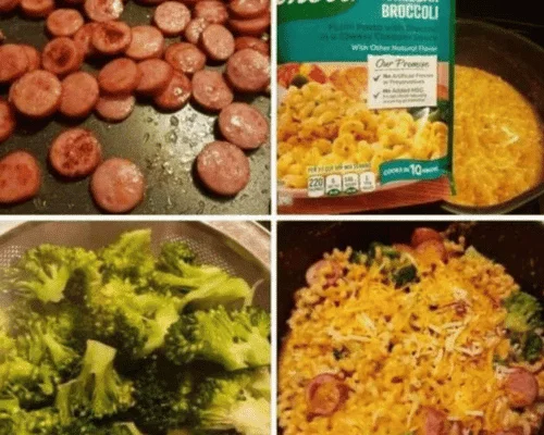 Smoked Sausage and Broccoli Mac & Cheese Bake