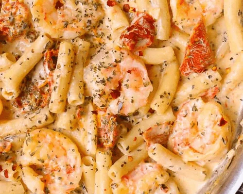 Pasta with Creamy Mozzarella Shrimp