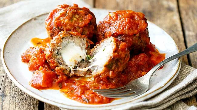 Cheesy Stuffed Meatballs Recipe