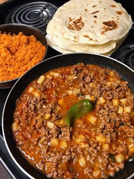 Homemade Picadillo with Flour tortillas