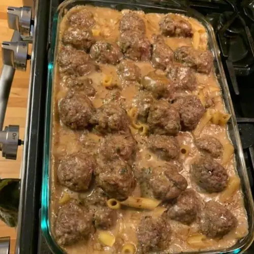 Swedish Meatball Noodle Bake