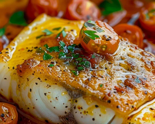 Lemon-Butter Cod with Tomato Sauce -receipster.com