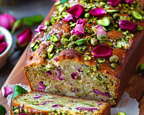 Vegan & Gluten-Free Pistachio Cardamom Rose Loaf-receipster.com