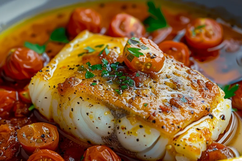 Lemon-Butter Cod with Tomato Sauce -receipster.com