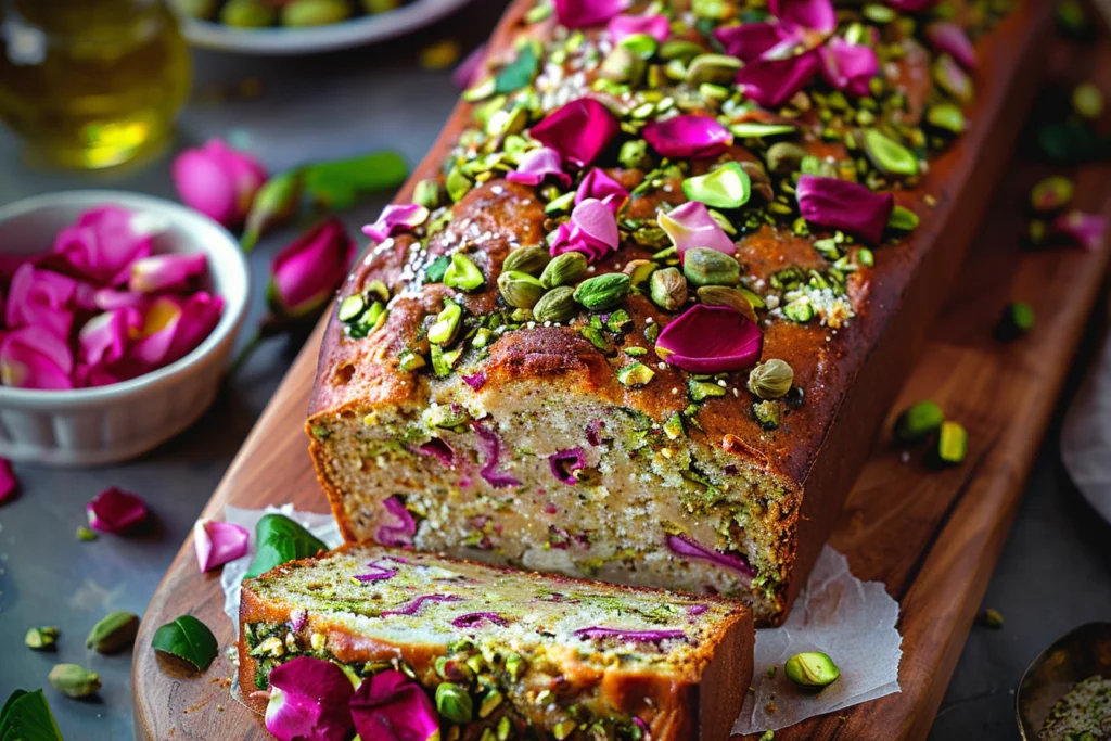 Vegan & Gluten-Free Pistachio Cardamom Rose Loaf-receipster.com