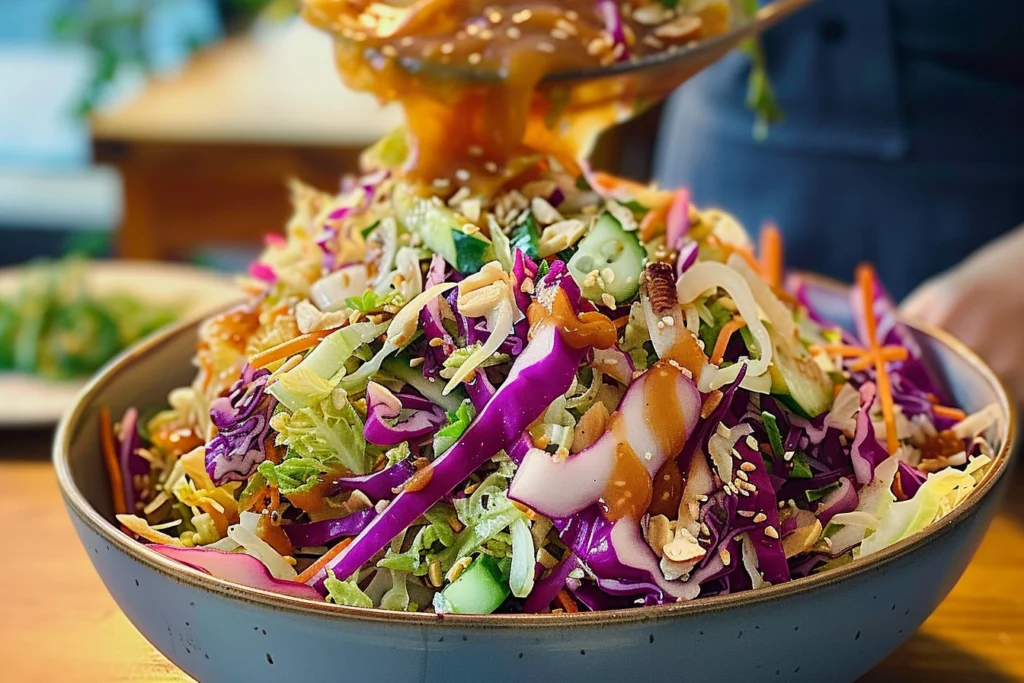 Crunchy Cabbage Salad with Sweet and Tangy Dressing-receipster.com