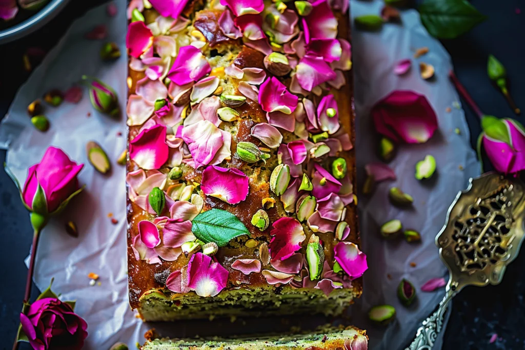 Vegan & Gluten-Free Pistachio Cardamom Rose Loaf-receipster.com