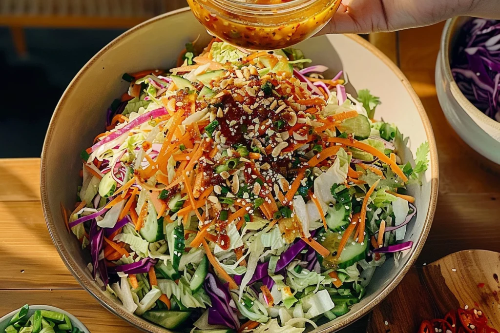 Crunchy Cabbage Salad with Sweet and Tangy Dressing-receipster.com