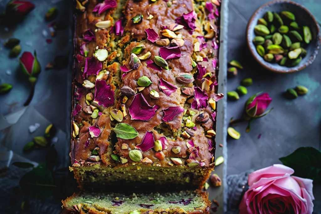 Vegan & Gluten-Free Pistachio Cardamom Rose Loaf-receipster.com