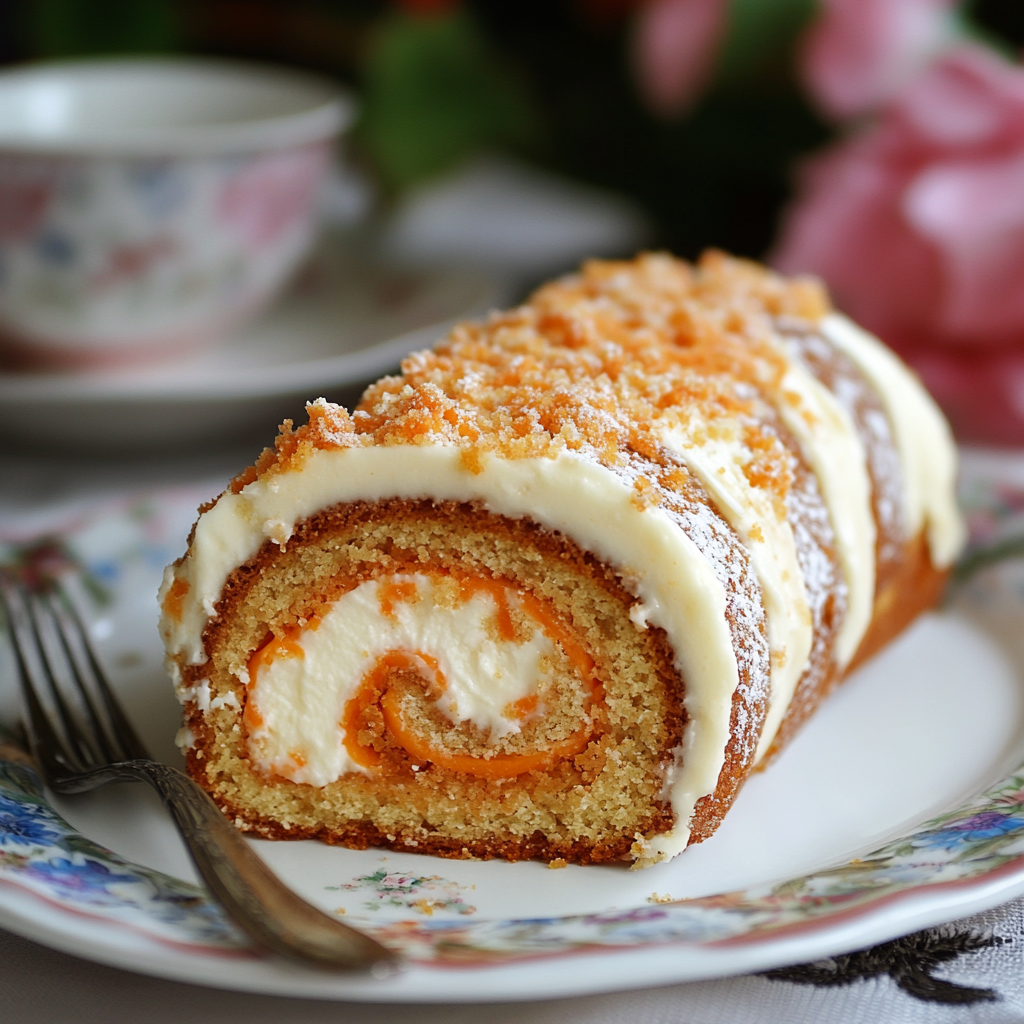  Carrot Cake Roll with Cream Cheese-receipster.com