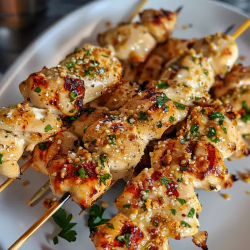 Garlic Parmesan Chicken Skewers: Perfectly Grilled, Irresistibly Seasoned