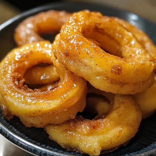 Fried Cinnamon Apple Rings: A simple and straightforward title that clearly conveys the main ingredients and cooking method.