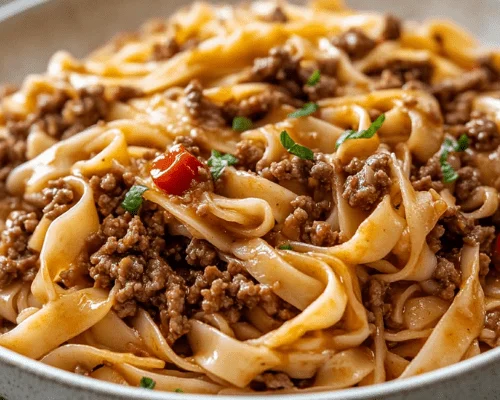 Mongolian Ground Beef Noodles-receipster.com