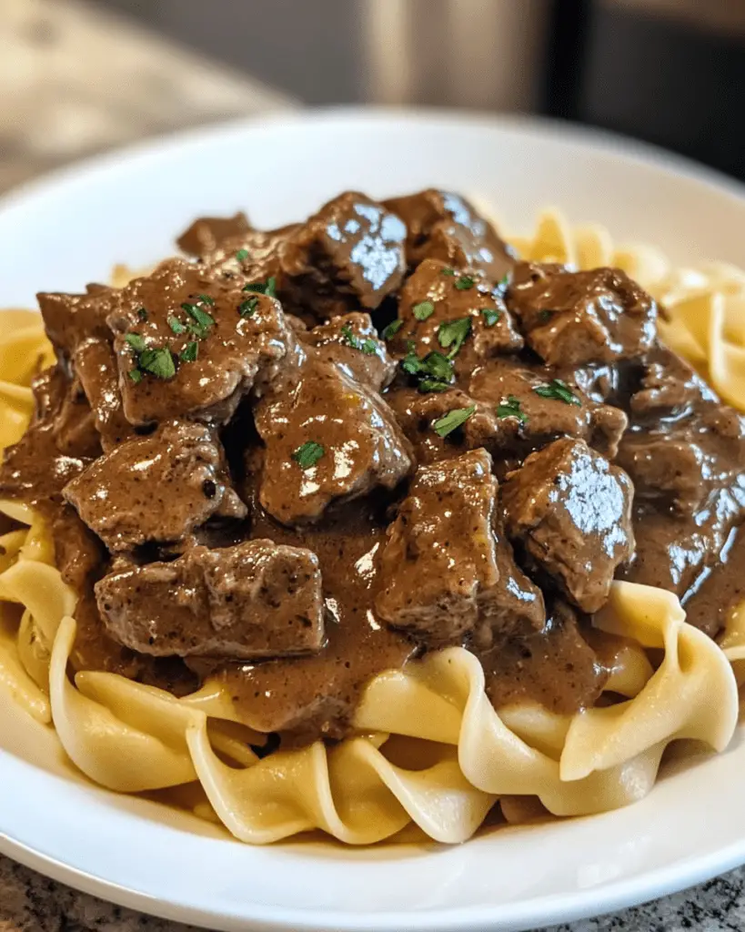 Crockpot beef tips & noodles! -receipster.com