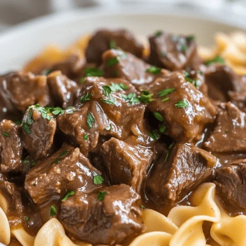 Crockpot beef tips & noodles! -receipster.com