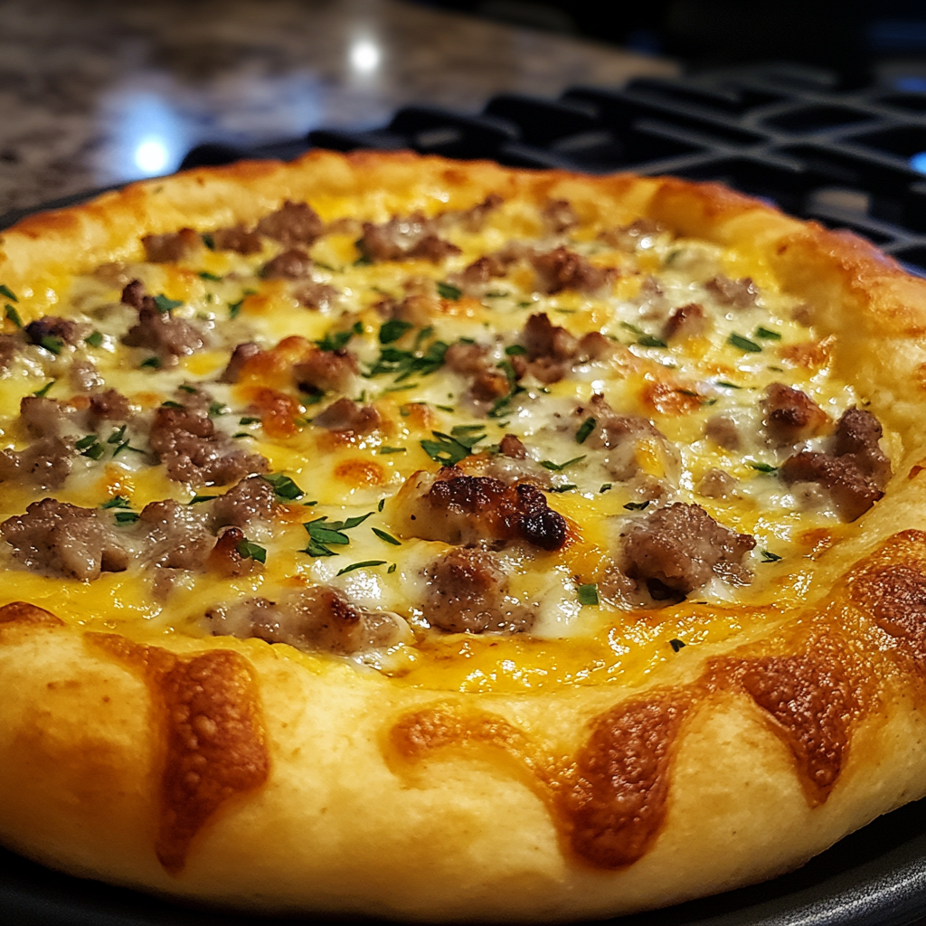 Biscuits and Sausage Gravy Breakfast Pizza-receipster.com