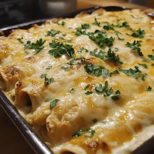 Chicken enchiladas with sour cream white sauce -receipster.com