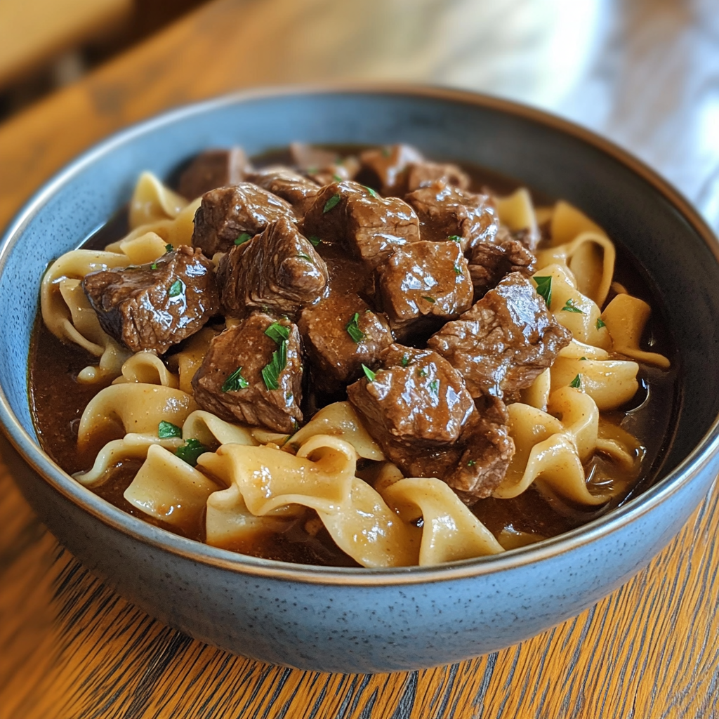 Crockpot beef tips & noodles!-receipster.com