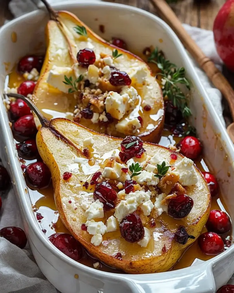 Delicious Baked Pears with Feta, Honey, and Cranberries Recipe