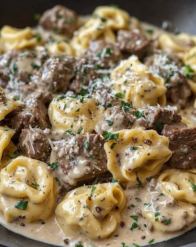 Indulge in Irresistible Beef & Parmesan Tortellini with Creamy Sauce