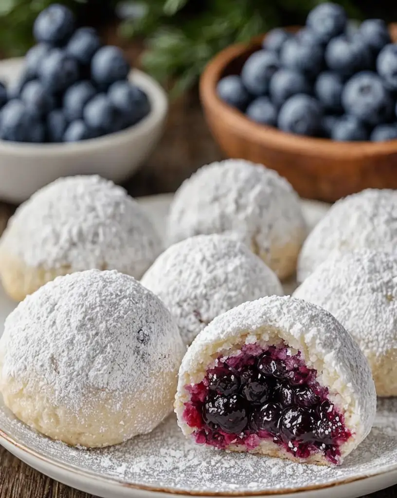 Irresistible Blueberry-Filled Almond Snowball Cookies for Holiday Delight