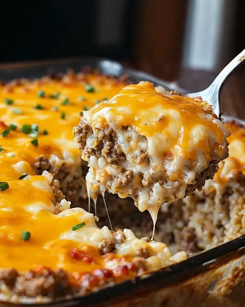 Easy Cheesy Ground Beef and Rice Casserole Recipe Delight