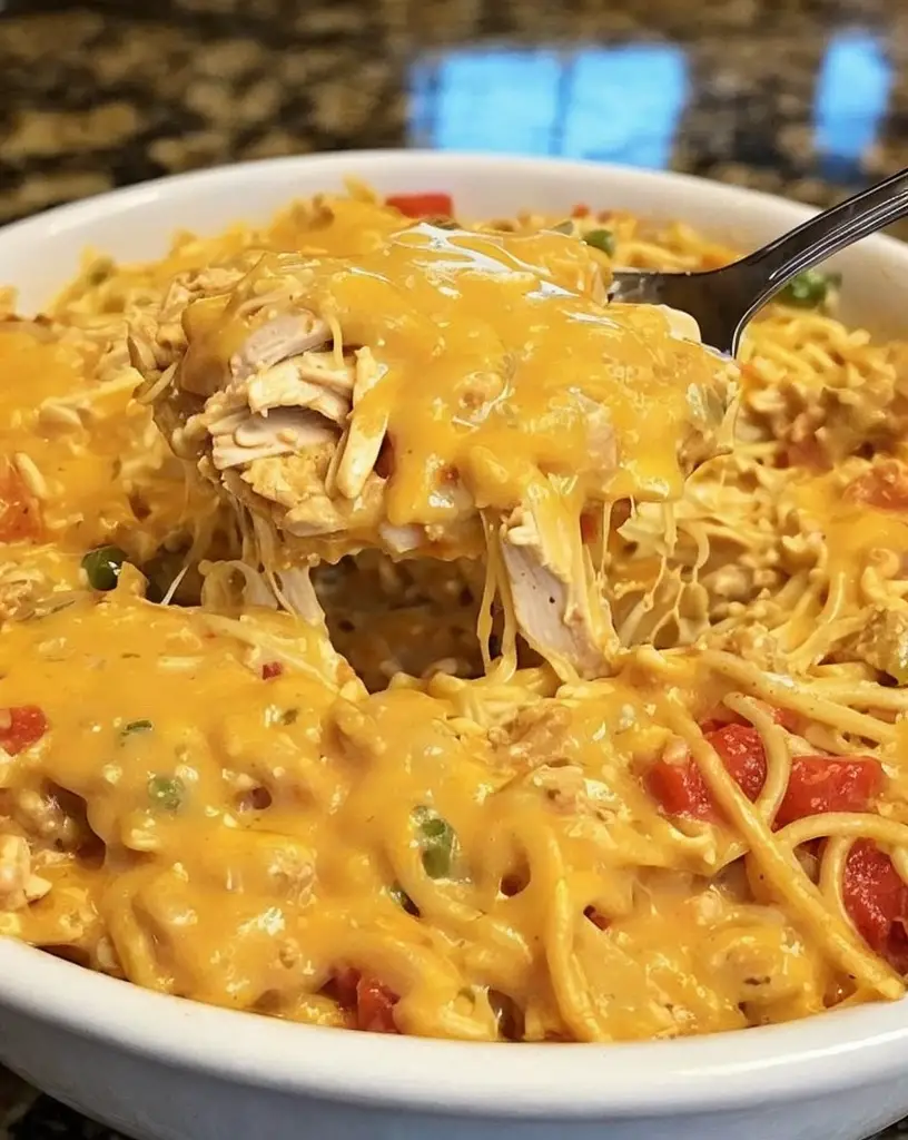 Quick and Easy Chicken Spaghetti with Rotel and Velveeta Recipe