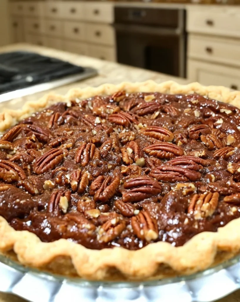 Irresistible Chocolate Pecan Pie with a Touch of Bourbon Delight