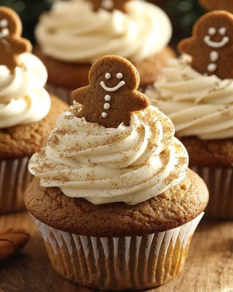 Irresistible Gingerbread Cupcakes Topped with Creamy Cinnamon Frosting