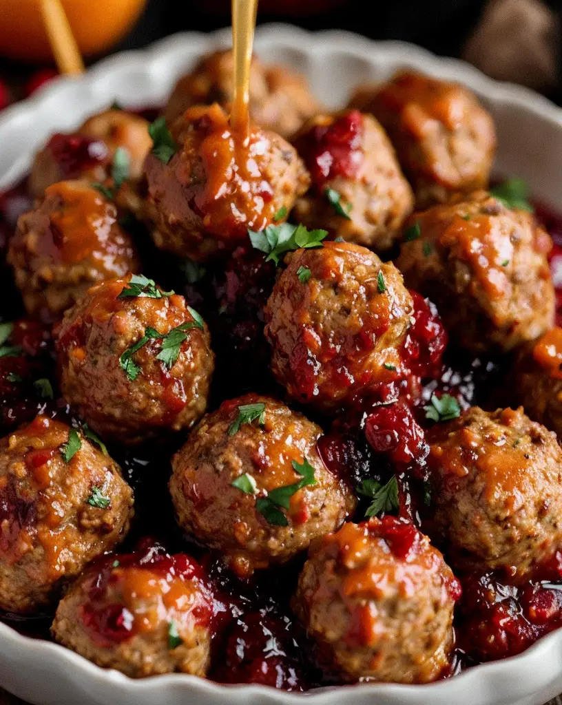 Festive Holiday Meatballs Recipe with Cranberry and Orange Sauce