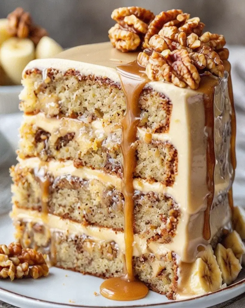 Indulge in the Best Luscious Walnut Banana Caramel Cake Recipe