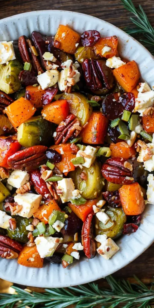 Delicious Maple-Cinnamon Roasted Veggie Medley with Feta and Pecans