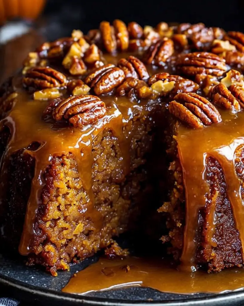 Indulge in Irresistible Praline Upside-Down Pumpkin Cake Delight