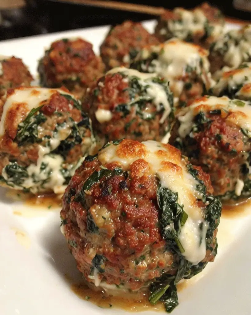 Delicious Spinach Garlic Mozzarella Stuffed Meatballs Recipe You’ll Love