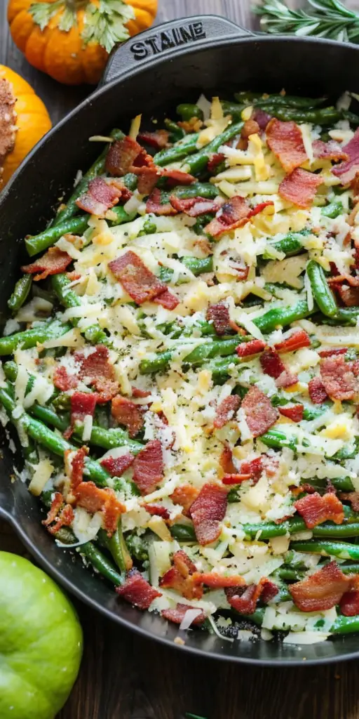 Irresistible Thanksgiving Green Beans with Bacon, Garlic, and Parmesan