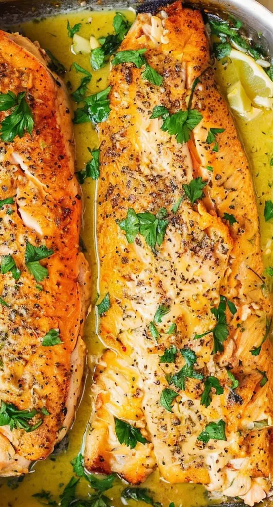 Delightful Trout with Zesty Garlic Lemon Butter Herb Sauce