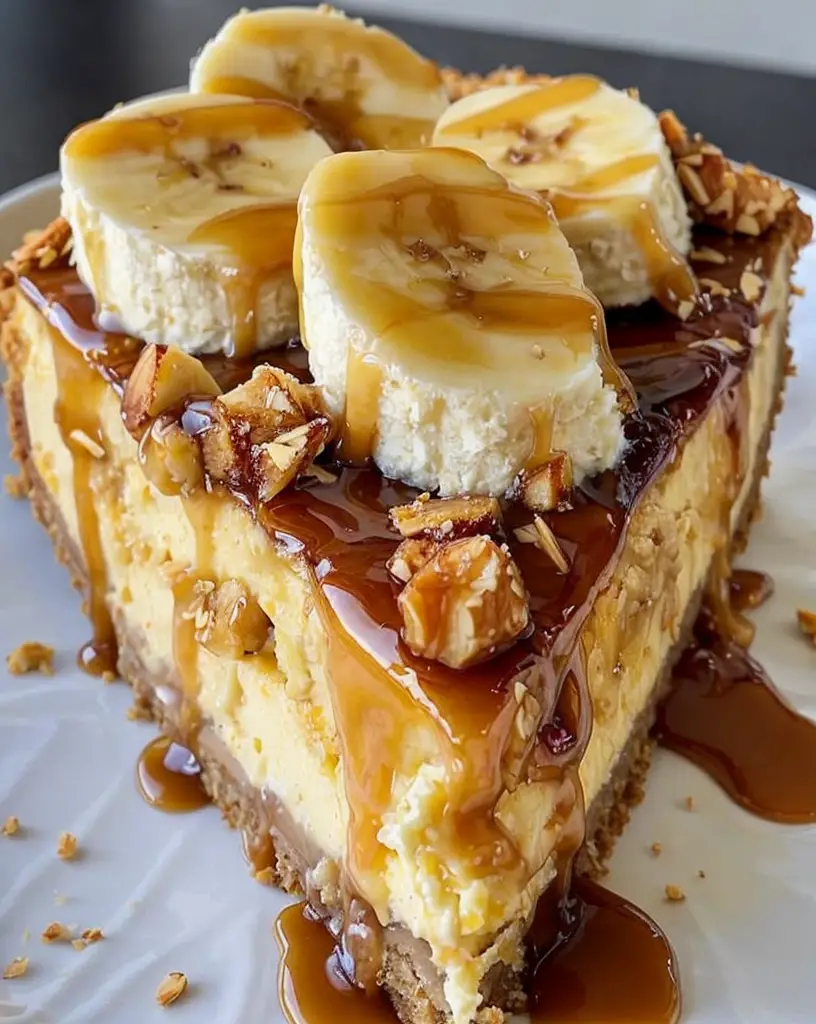 Ultimate Almond Crust Caramel Banana Cheesecake Recipe – Easy No-Bake Dessert