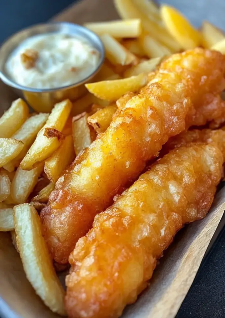 Irresistible Homemade Battered Fish Fingers and Crispy Chips Recipe