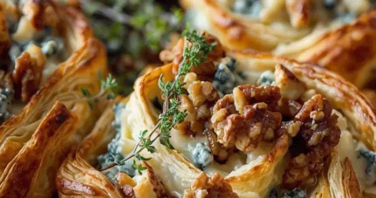 Ultimate Blue Cheese, Walnut, and Thyme Pull Apart Puff Pastry Twirl – Easy and Delicious