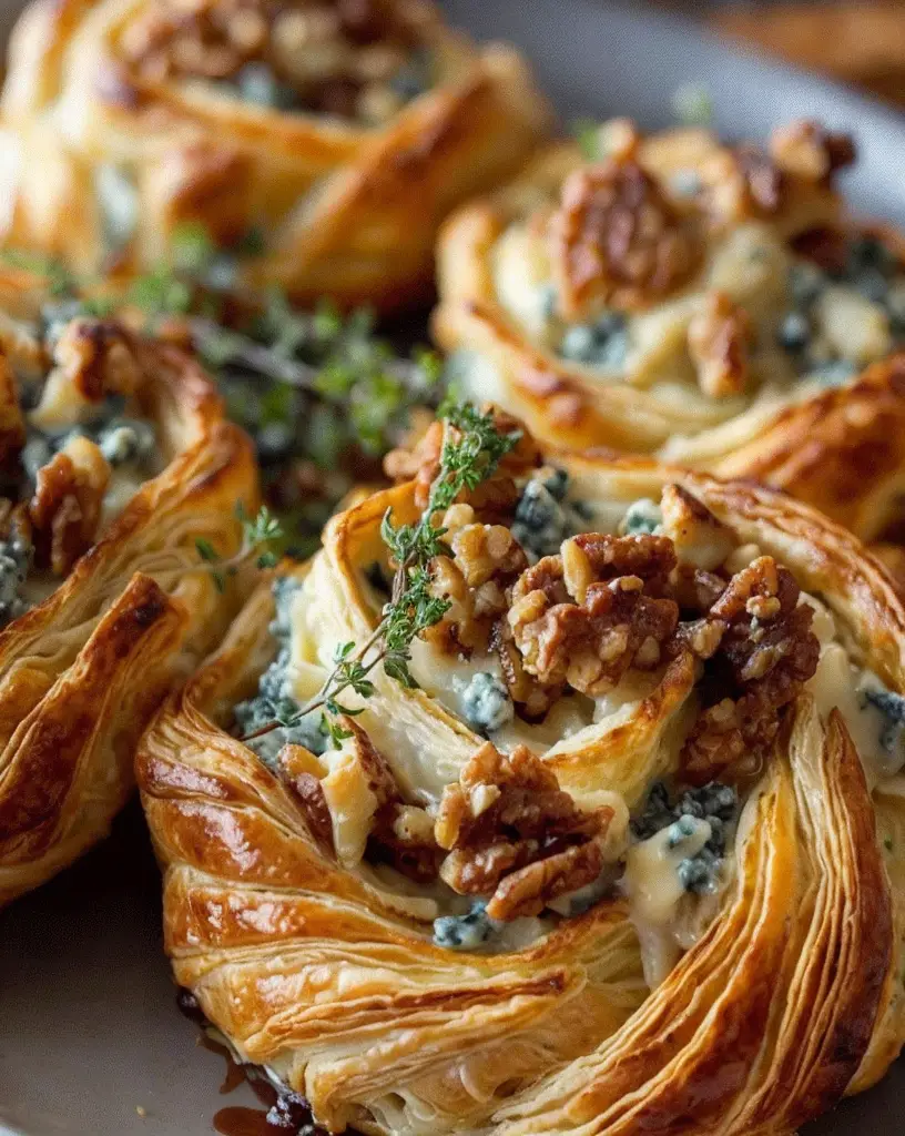 Ultimate Blue Cheese, Walnut, and Thyme Pull Apart Puff Pastry Twirl – Easy and Delicious