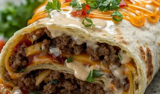 Cheesy Ground Beef Delight Wrap – Quick & Easy Family Favorite