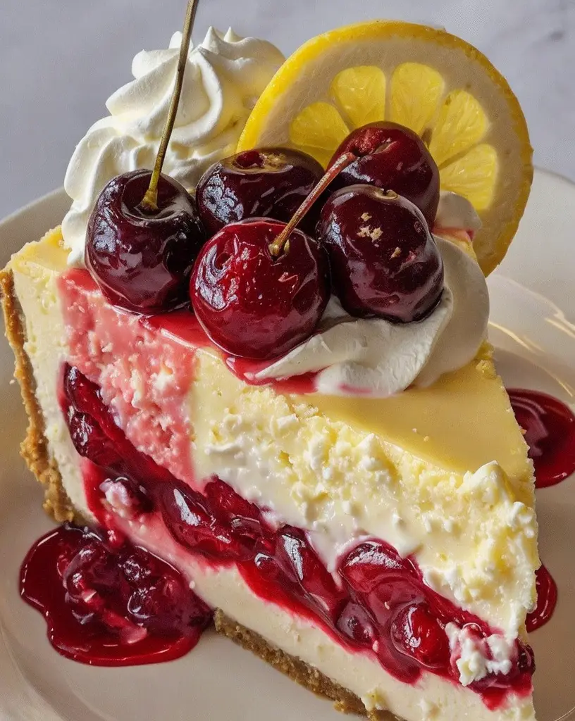 Easy Cherry Lemon Cheesecake Recipe (No-Bake)