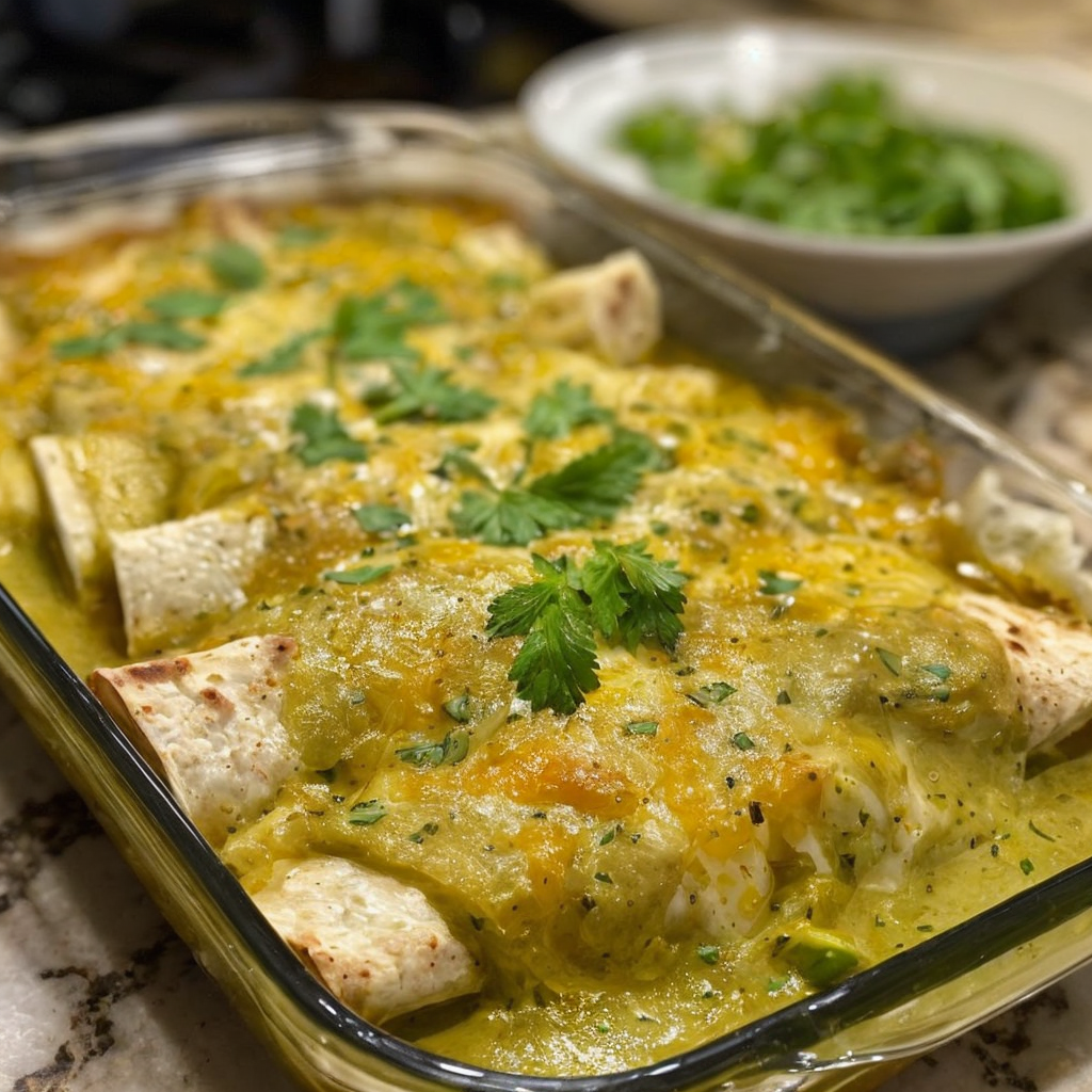 Delicious Chicken and Avocado Enchiladas with Creamy Avocado Sauce Recipe