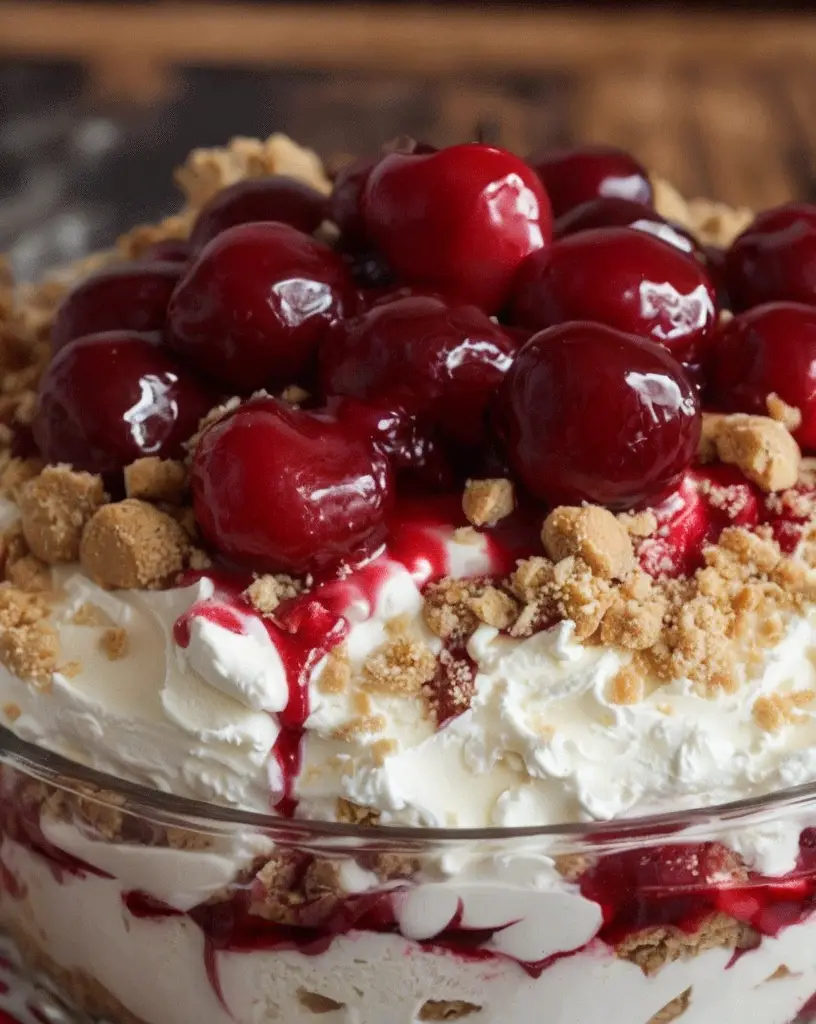 Irresistible No-Bake Cherry Cheesecake Fluff for Christmas Delight