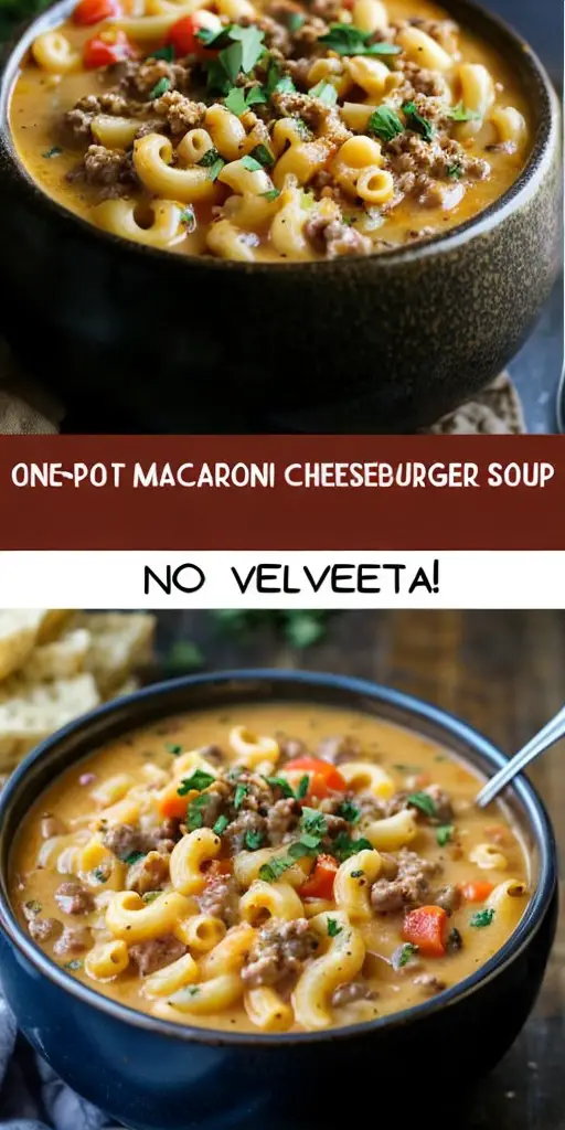 Easy One-Pot Macaroni Cheeseburger Soup – Ready in 30 Minutes