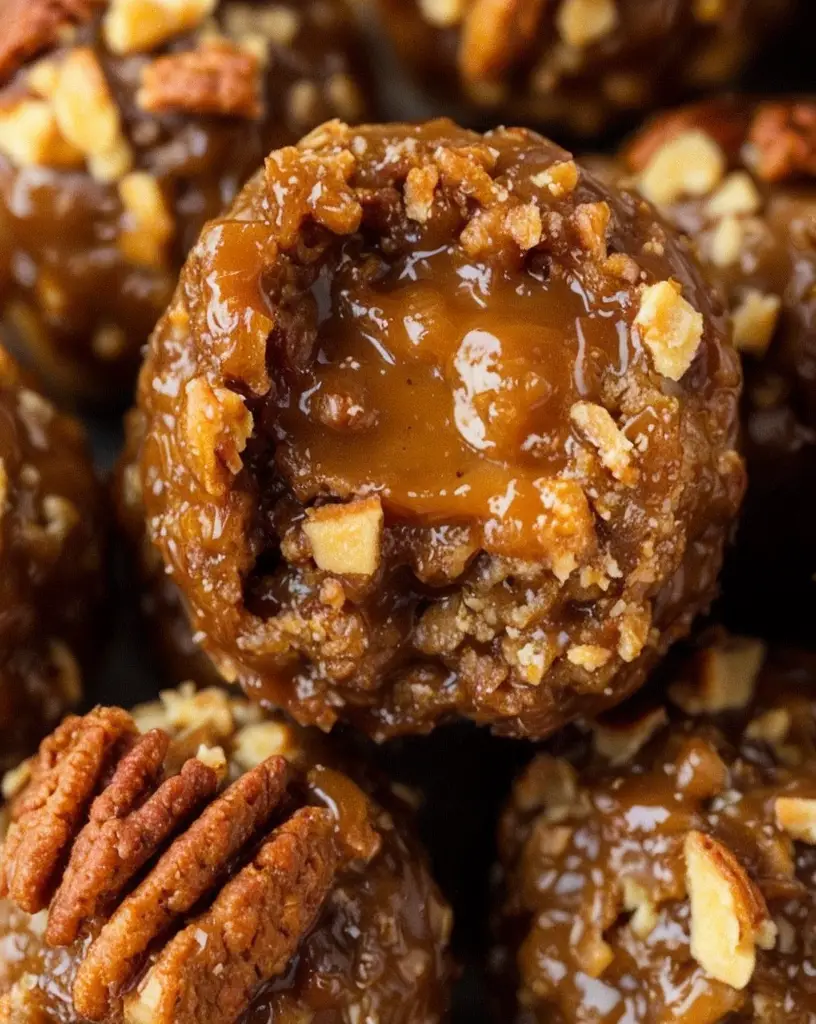 Decadent Gooey Caramel Pecan Pie Balls for Dessert Lovers