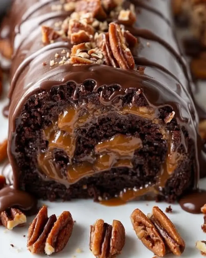 Decadent Gooey Chocolate Caramel Turtle Cake Roll Recipe Guide