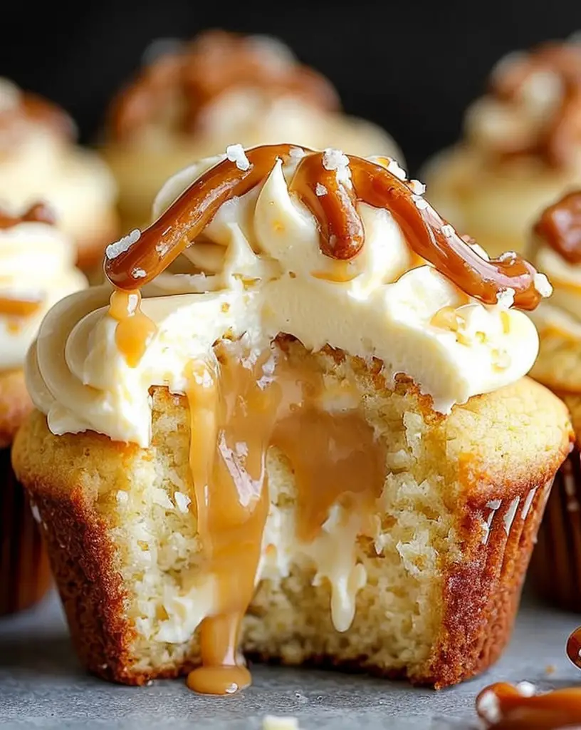 Ultimate Gooey Salted Caramel Cream Cheese Cupcakes (Family Favorite)