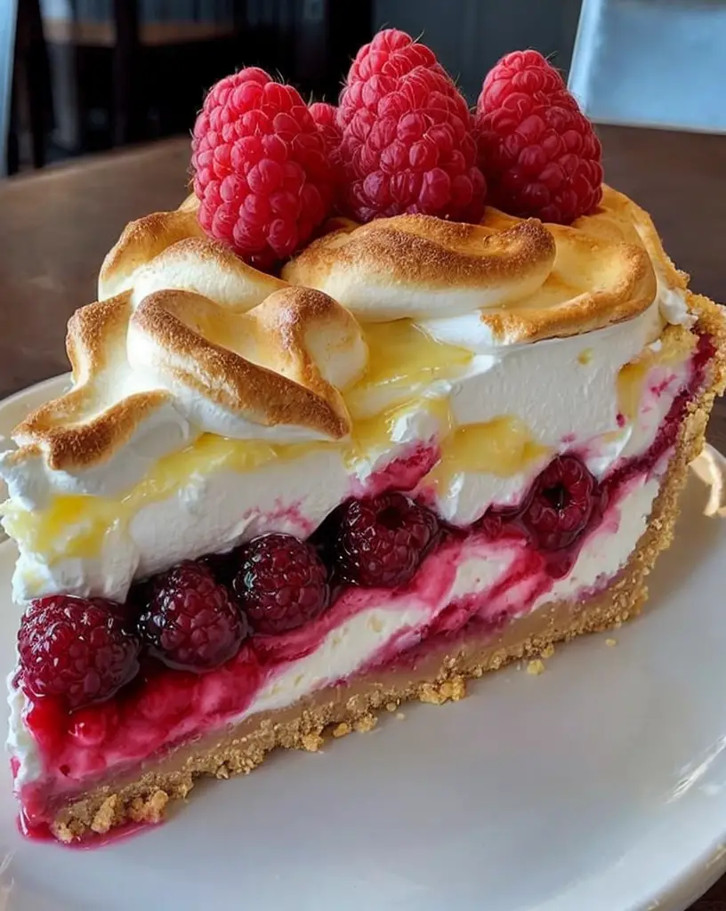 Indulge in a Heavenly Lemon Raspberry Meringue Cheesecake Delight